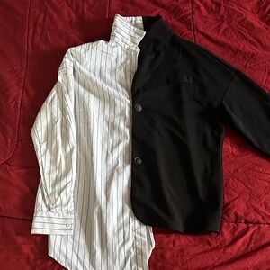 SHEIN Black and White Split Shirt Jacket